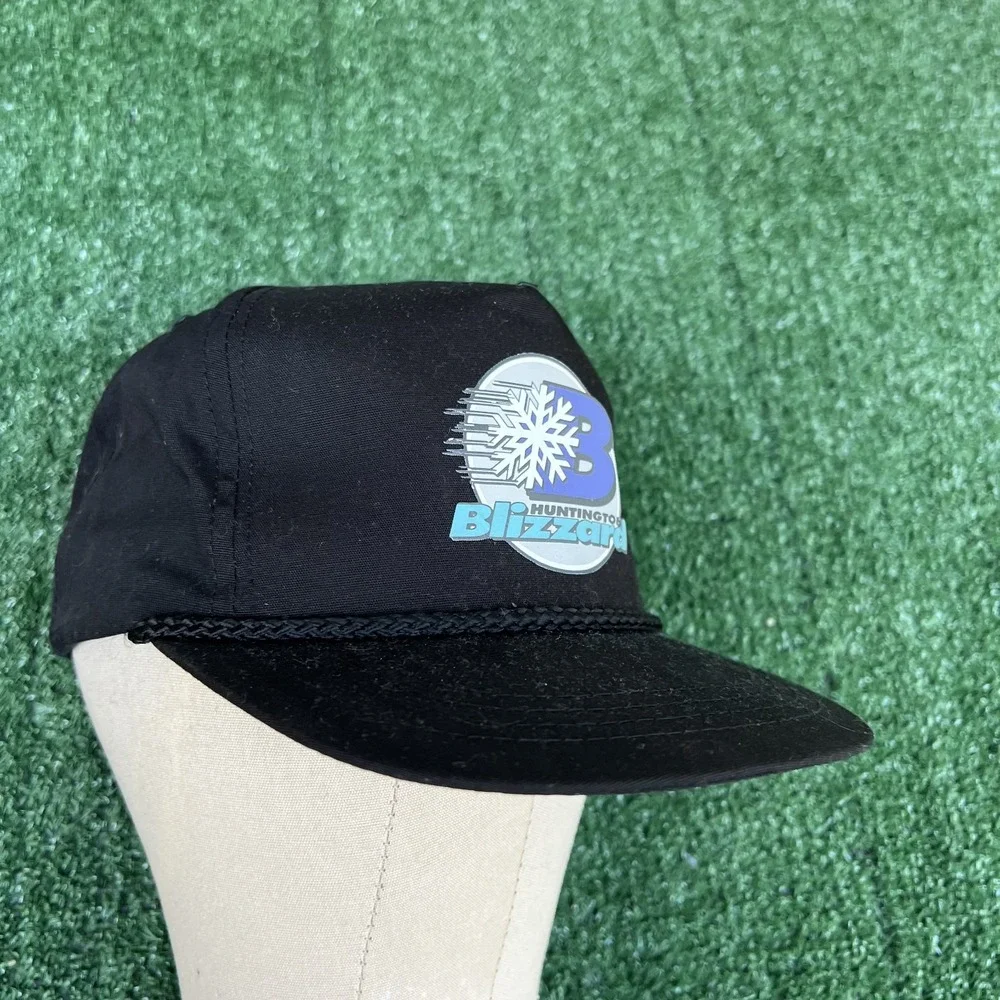 VTG Huntington Blizzard Hat Adult Black ECHL Hockey‎ Snapback Rope Trucker 90s
